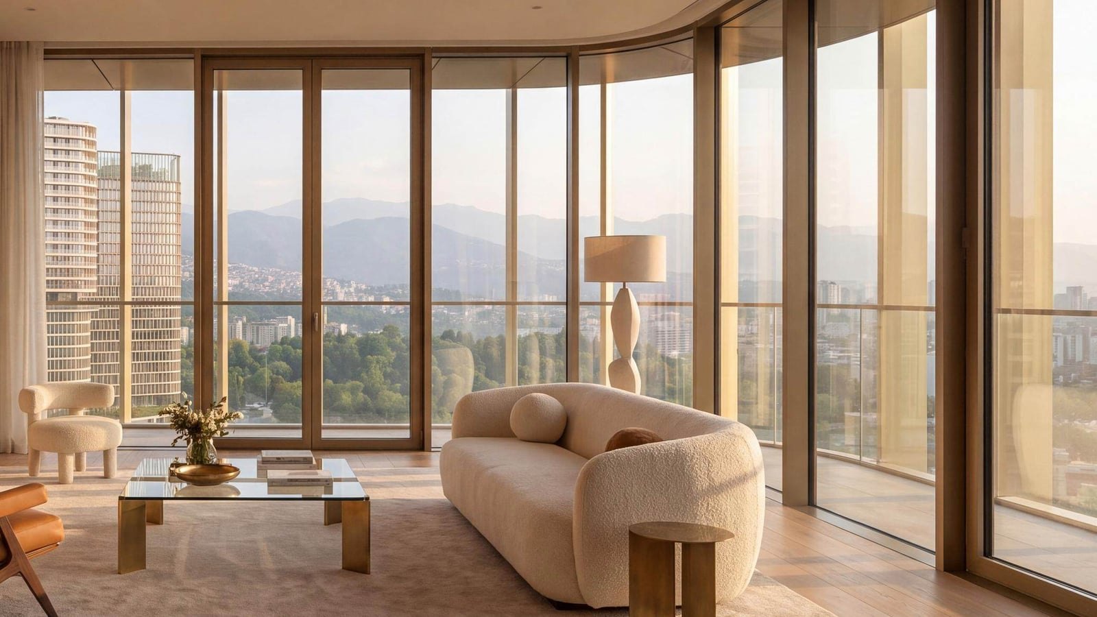 Salon z panoramicznym widokiem
