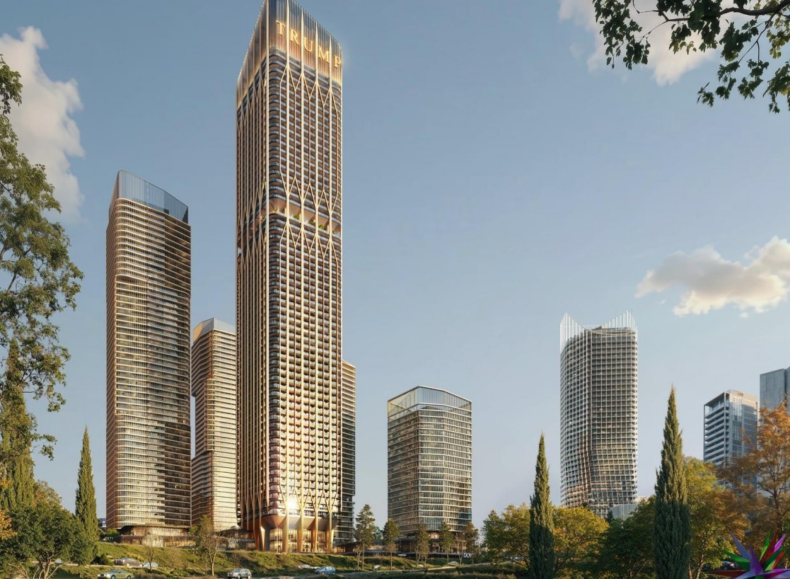 Wizualizacja wieży Trump Tower Tbilisi na tle miasta